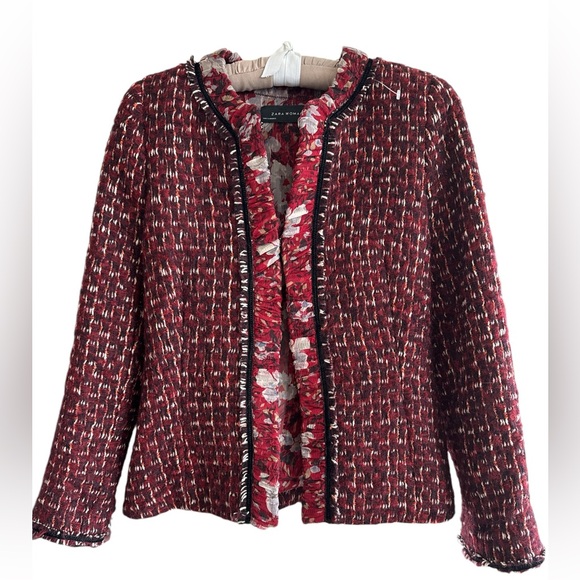 ZARA TWEET DEEP RED COLOR JACKET - Picture 1 of 5